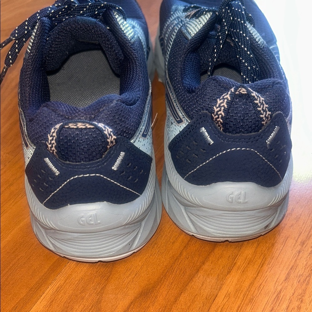 Asics Women's Navy Blue and White Sneakers - Picture 4 of 14